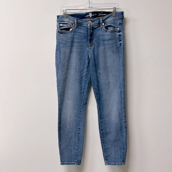 7 For All Mankind Jeans Womens 30 Gwenevere Mid Waist Ankle Skinny Slimming Boho - Picture 1 of 11